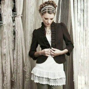 Anthropologie Elevenses Wool Ruffle Blazer Size 8